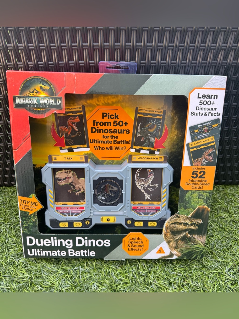 🦖 Jurassic World Rebirth Dueling Dinos Battle Game T-Rex Velociraptor NIB 🦕